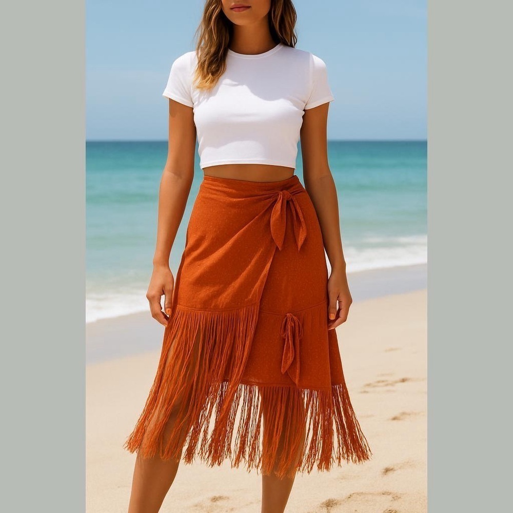 🛍Bundle sale🛍Orange fore women’s skirt wrap style size small - Picture 1 of 10